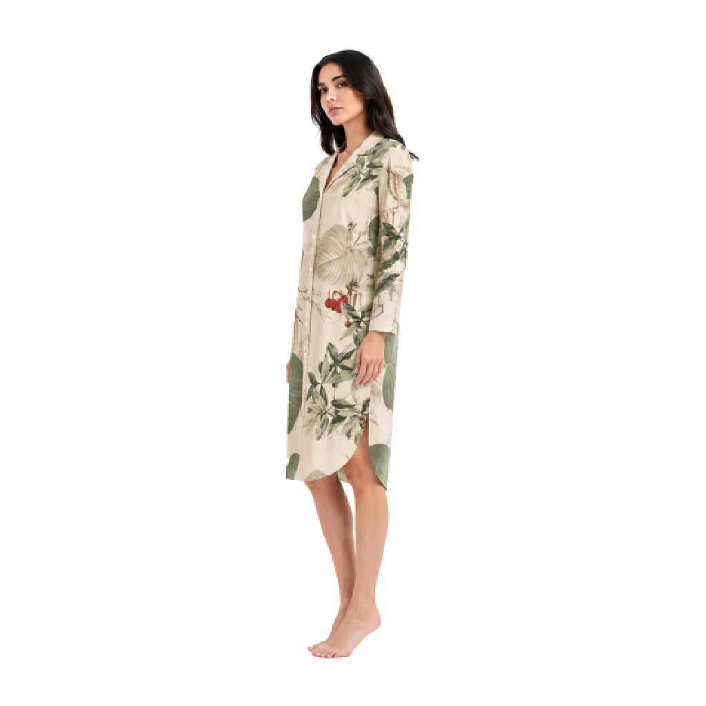 Natural Edit Capsules Sleep Shirt Dress for Women | Premium Botanical Print Nightwear | Ultra-Soft Relaxed Fit Sleepwear