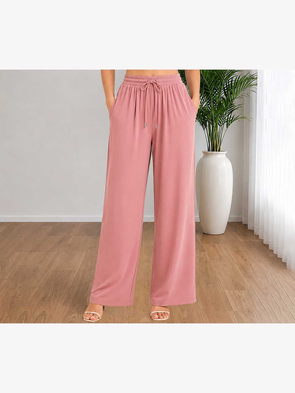 Zarelle Women's Cotton Top and Wide-Leg Trouser Co-Ord Set