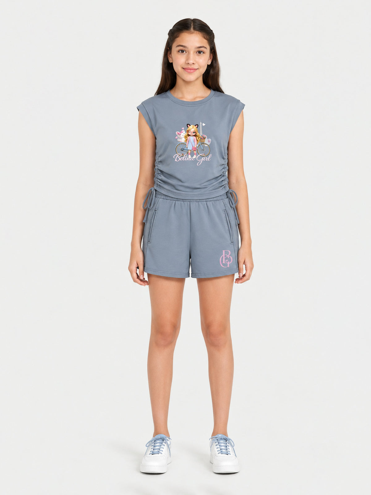 Belina Girl Girl's Cotton Regular Fit Top & Shorts Co-ord Set