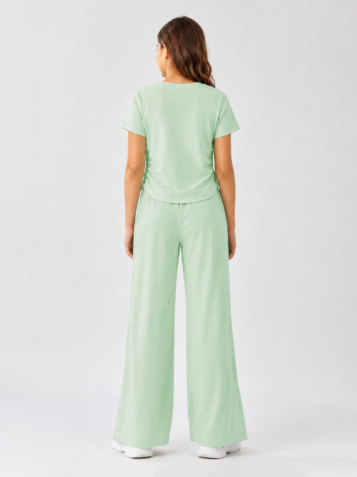 Belina Girl Girl's Cotton Regular Fit T-Shirt & Wide Leg Pants Co-ord Set