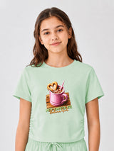 Belina Girl Girl's Cotton Regular Fit T-Shirt & Wide Leg Pants Co-ord Set