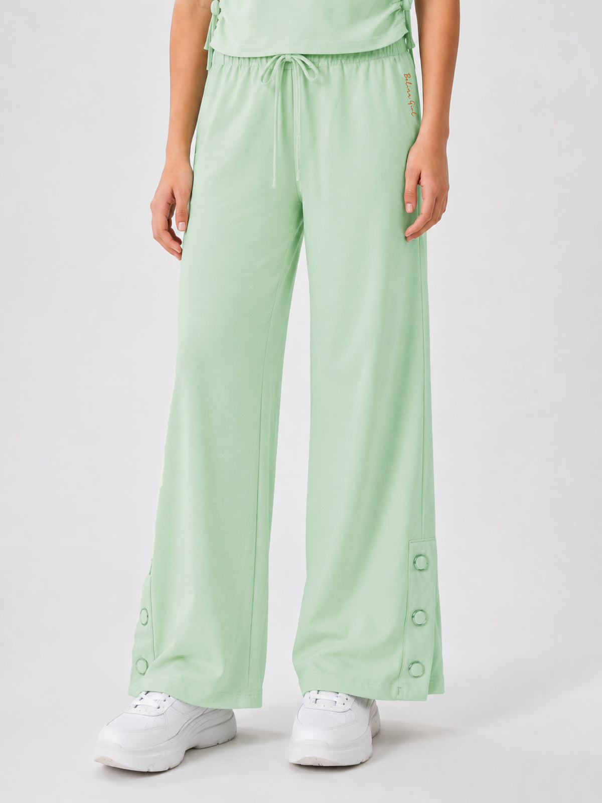 Belina Girl Girl's Cotton Regular Fit T-Shirt & Wide Leg Pants Co-ord Set