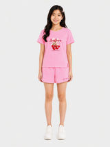 Belina Girl Girl's Cotton Regular Fit T-Shirt Shorts Co-Ord Set