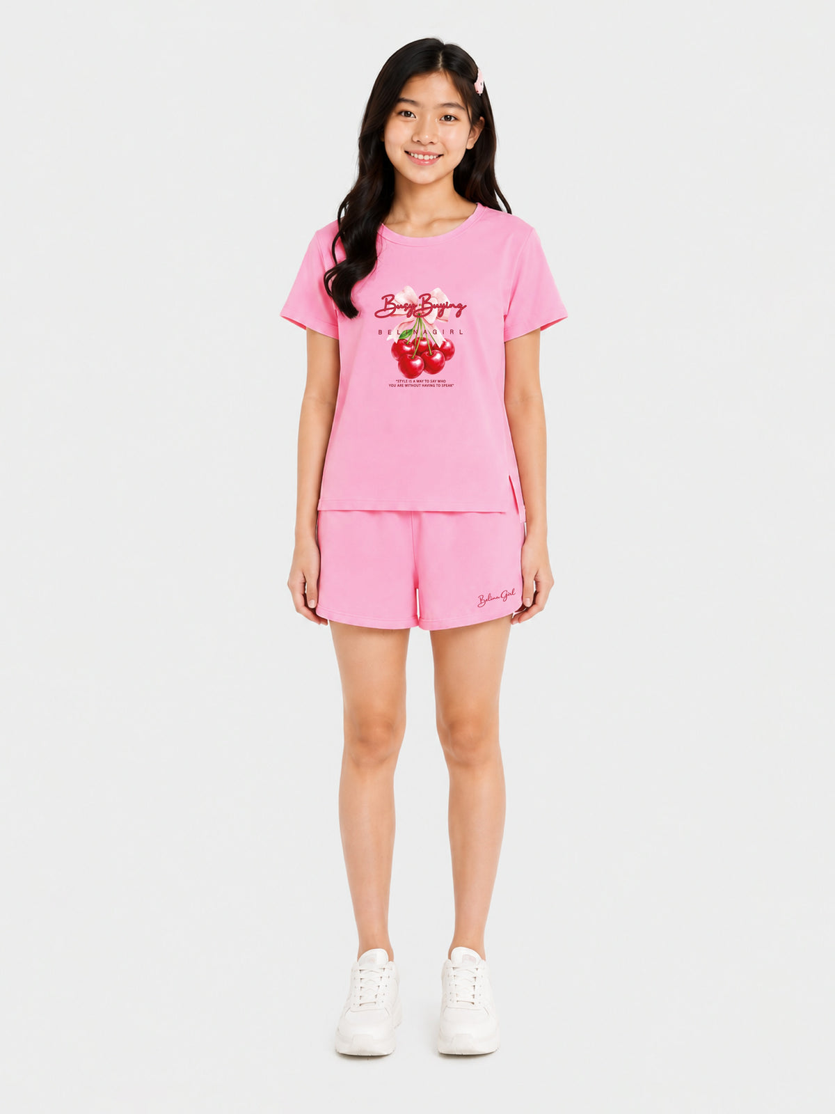 Belina Girl Girl's Cotton Regular Fit T-Shirt Shorts Co-Ord Set