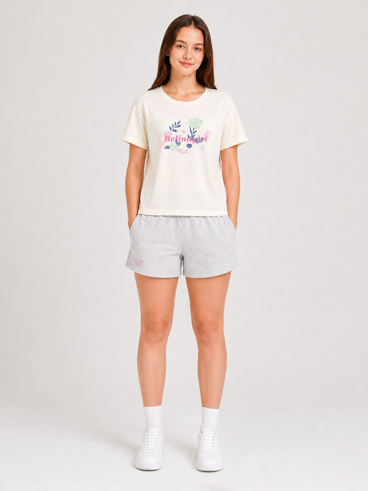 Belina Girl Girl's Cotton Regular Fit T-Shirt & Shorts Co-ord Set