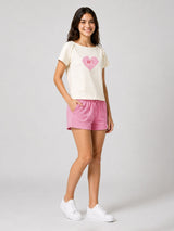 Belina Girl Girl's Cotton Relaxed Fit T-Shirt & Pink Shorts Co-ord Set