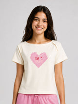 Belina Girl Girl's Cotton Relaxed Fit T-Shirt & Pink Shorts Co-ord Set