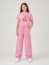 Belina Girl Girl's Cotton Relaxed Fit T-Shirt & Wide Leg Pants Co-ord Set