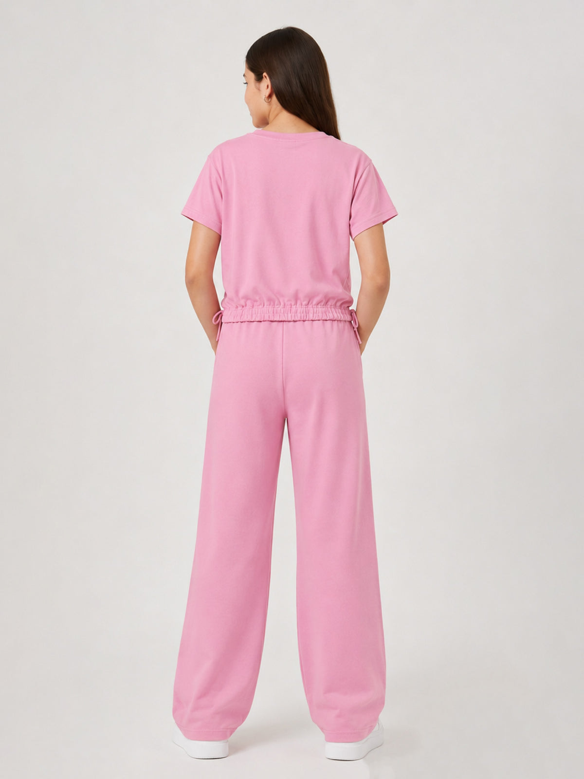 Belina Girl Girl's Cotton Relaxed Fit T-Shirt & Wide Leg Pants Co-ord Set