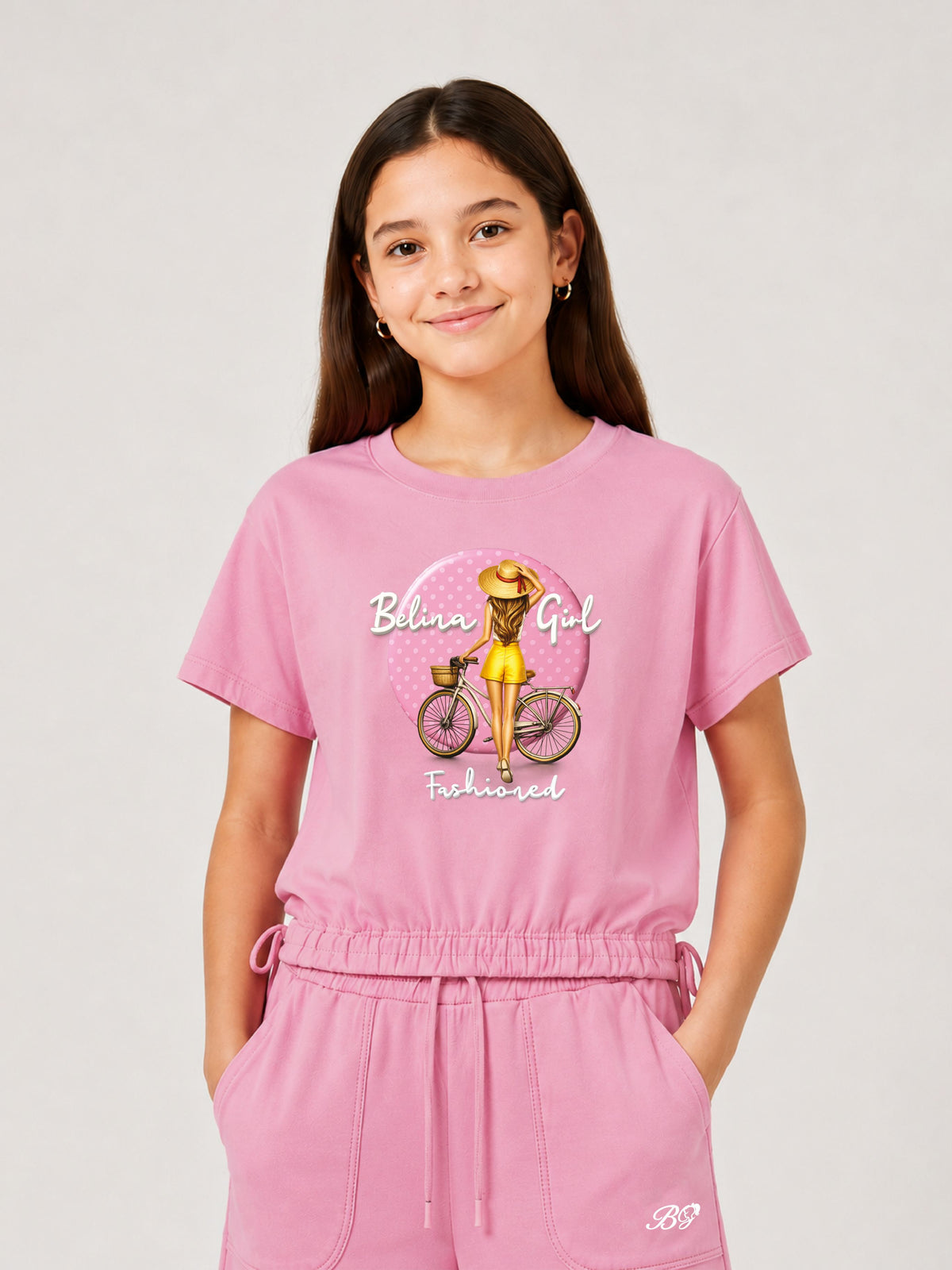 Belina Girl Girl's Cotton Relaxed Fit T-Shirt & Wide Leg Pants Co-ord Set