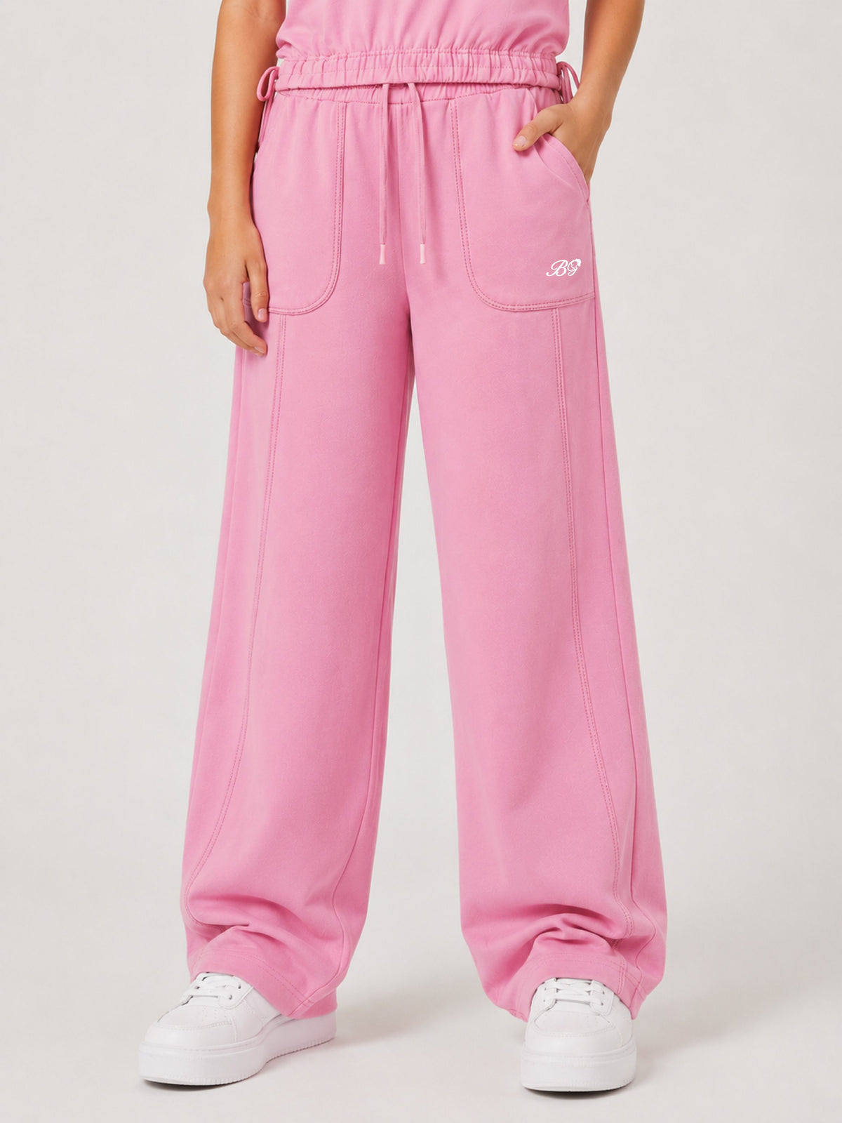 Belina Girl Girl's Cotton Relaxed Fit T-Shirt & Wide Leg Pants Co-ord Set