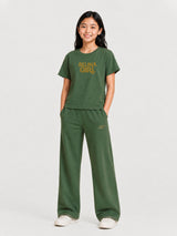 Belina Girl Girl's Cotton Regular Fit T-Shirt & Wide Leg Pants Co-ord Set