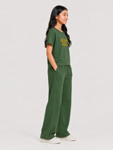 Belina Girl Girl's Cotton Regular Fit T-Shirt & Wide Leg Pants Co-ord Set