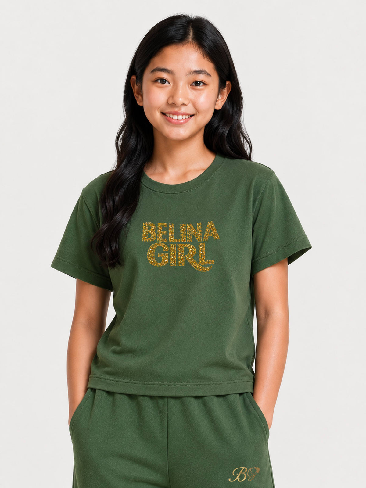 Belina Girl Girl's Cotton Regular Fit T-Shirt & Wide Leg Pants Co-ord Set