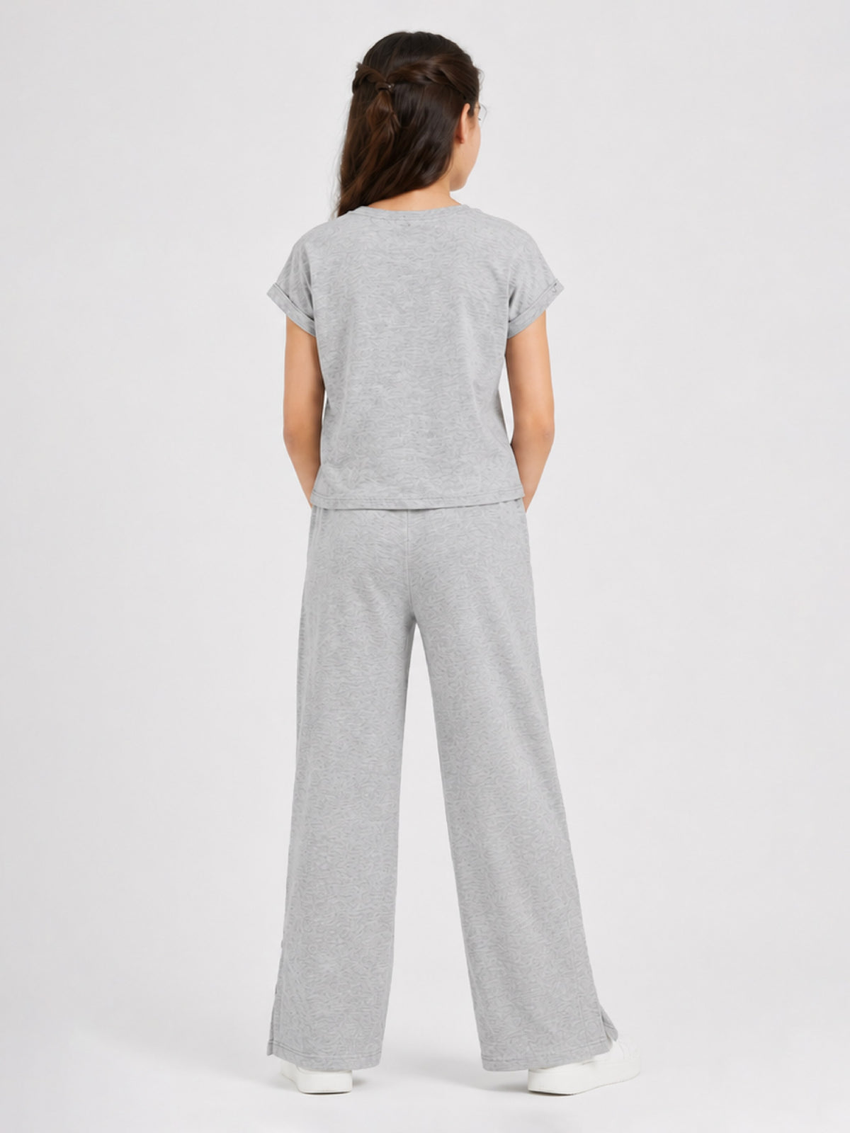 Belina Girl Girl's Cotton Relaxed Fit T-Shirt & Wide Leg Pants Co-ord Set