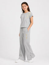 Belina Girl Girl's Cotton Relaxed Fit T-Shirt & Wide Leg Pants Co-ord Set