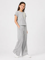 Belina Girl Girl's Cotton Relaxed Fit T-Shirt & Wide Leg Pants Co-ord Set