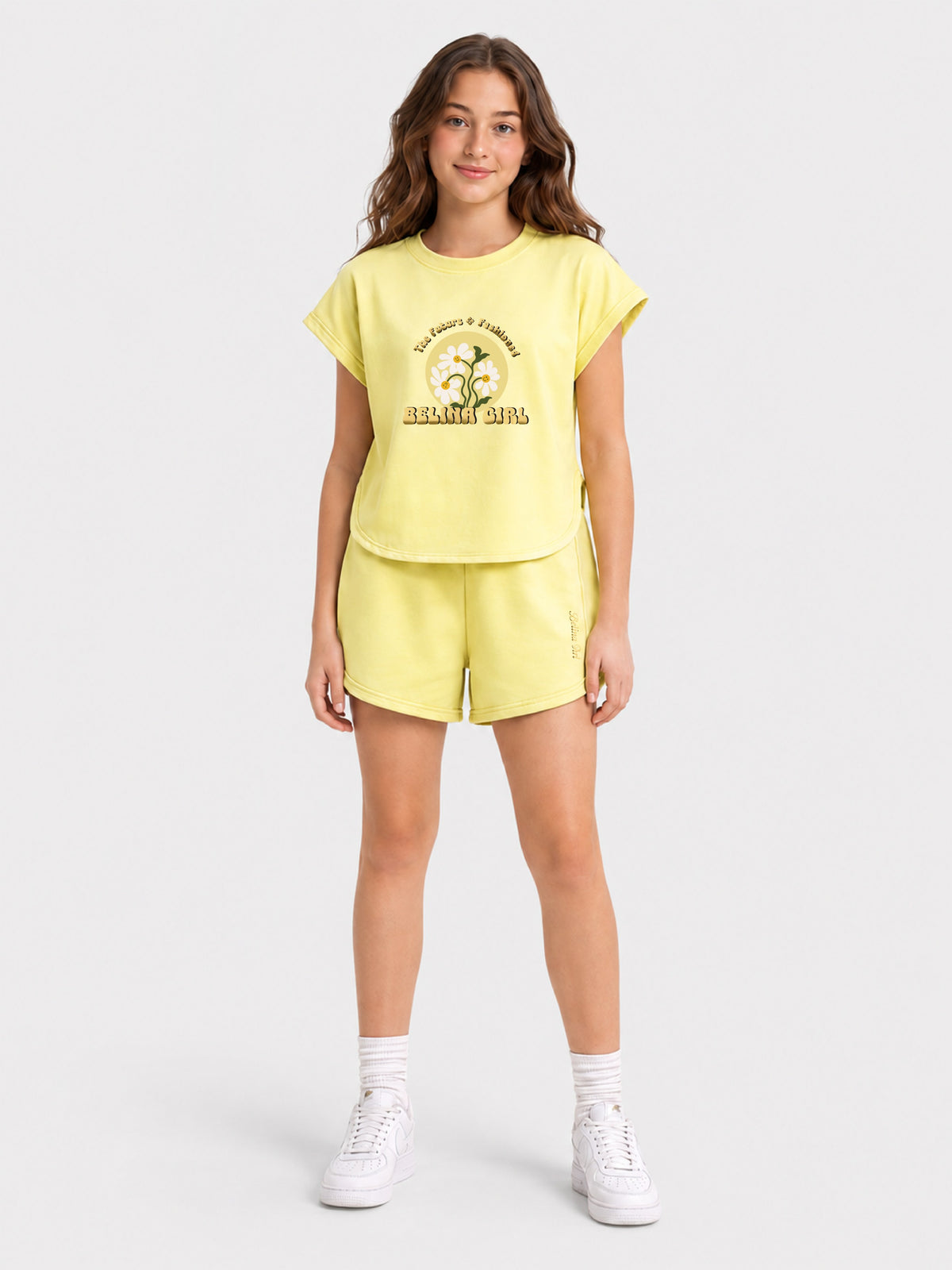 Belina Girl Girl's Cotton Relaxed Fit T-Shirt Shorts Co-Ord Set