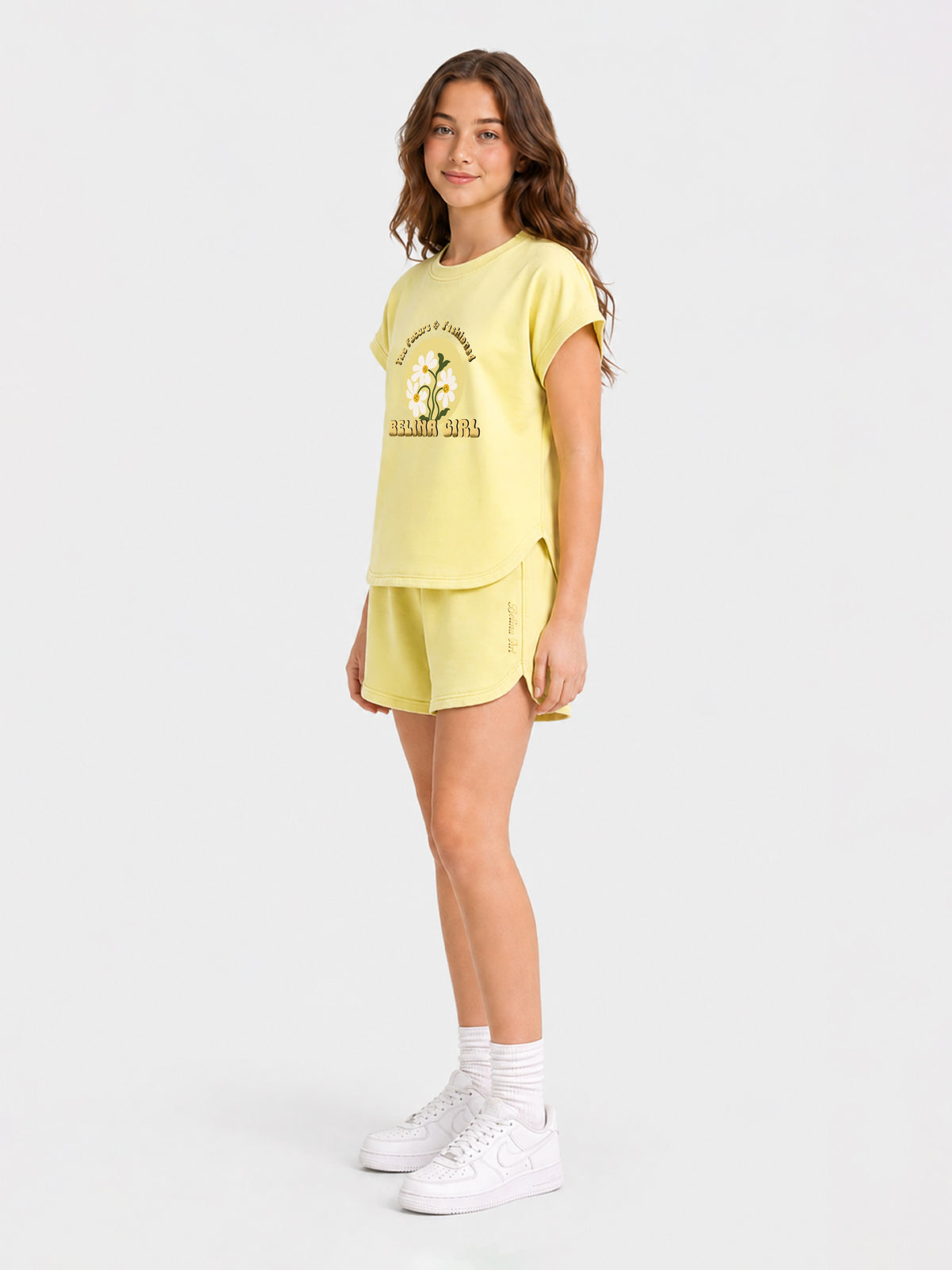 Belina Girl Girl's Cotton Relaxed Fit T-Shirt Shorts Co-Ord Set