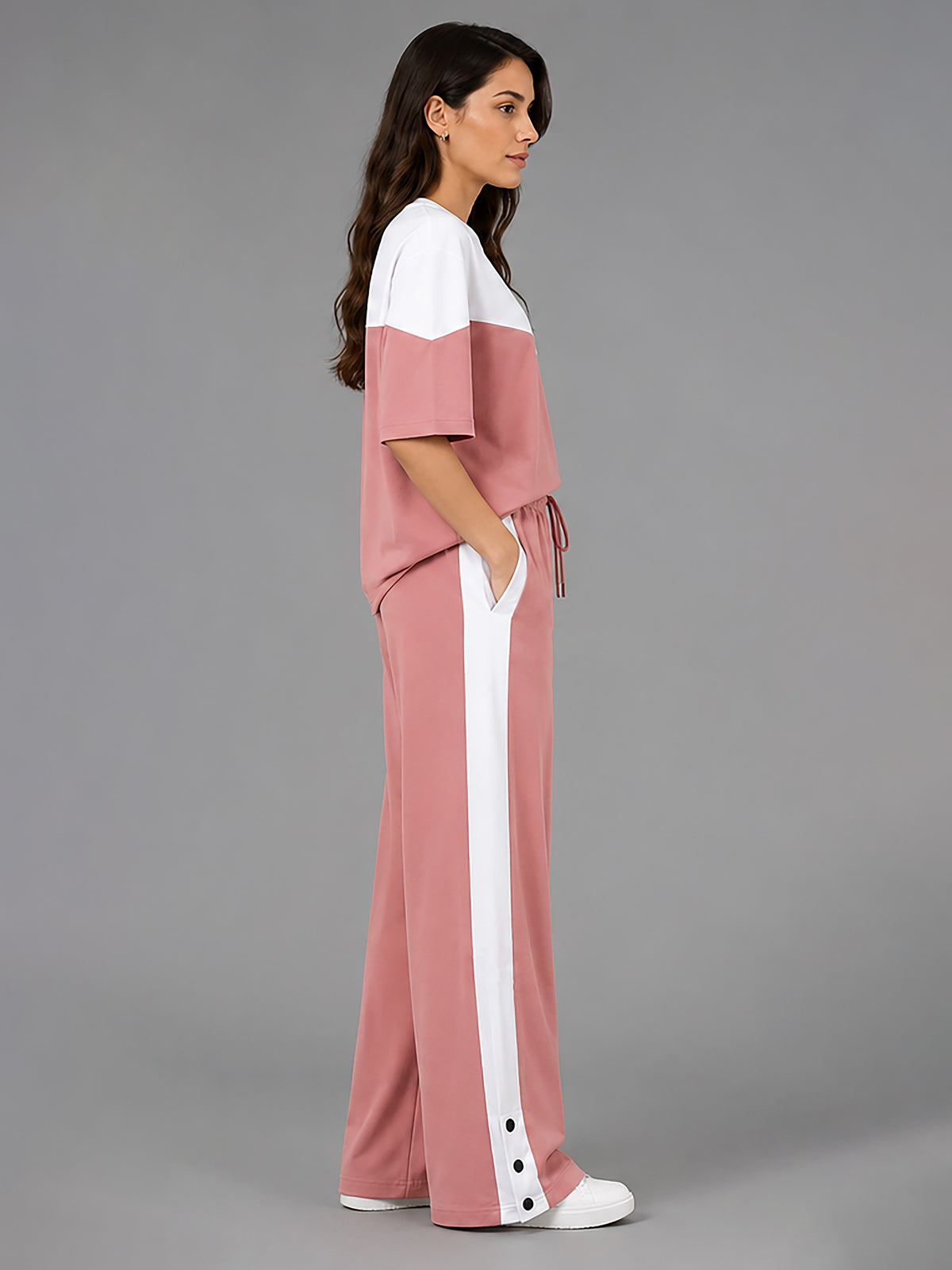 Zarelle Women's Cotton Top and Wide-Leg Trouser Co-Ord Set