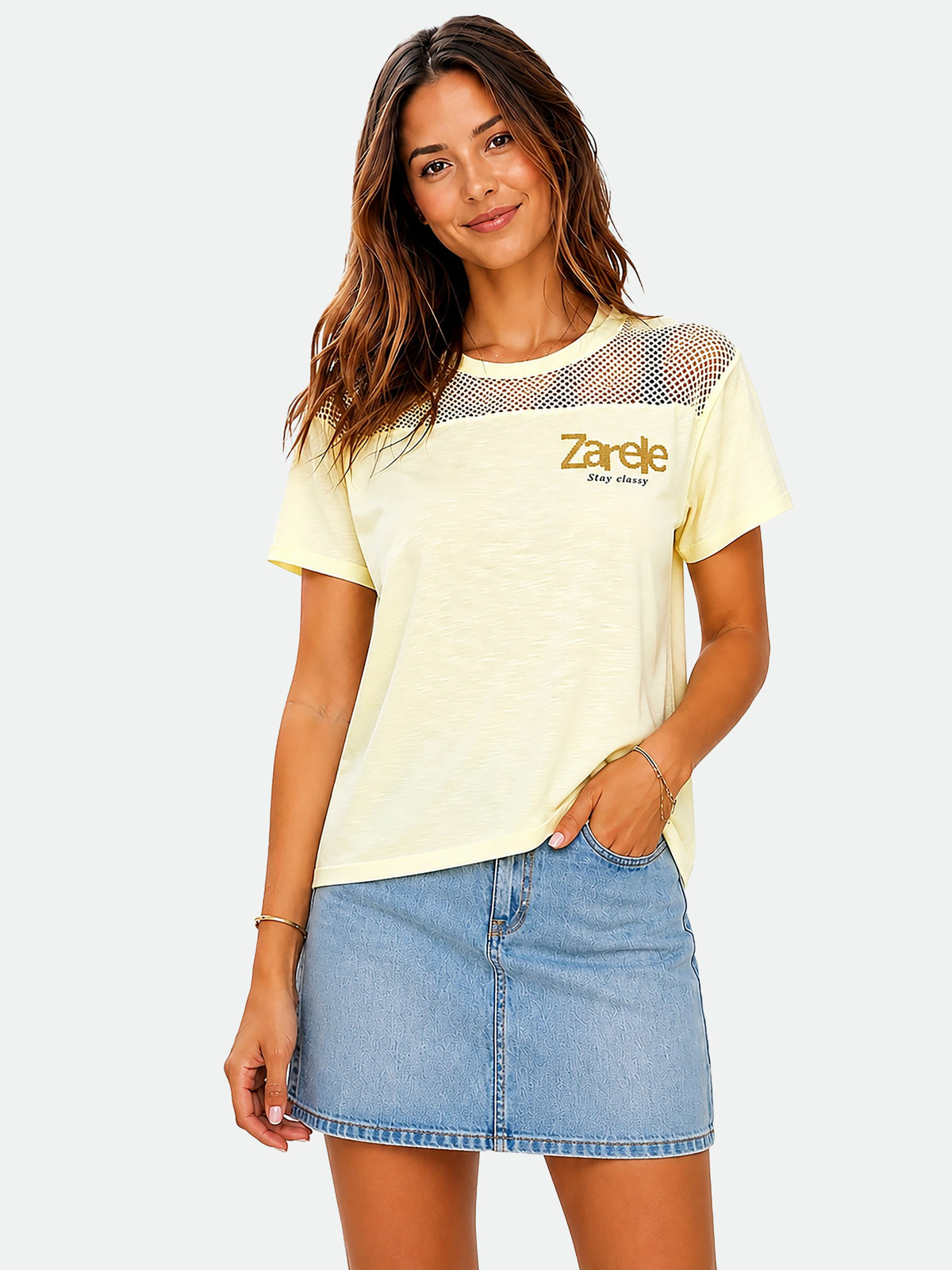 Zarelle Women's Cotton Lace T-Shirt