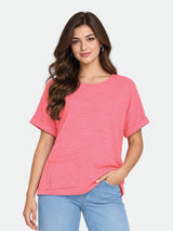 Zarelle Women's Cotton Slub Relaxed Fit Top