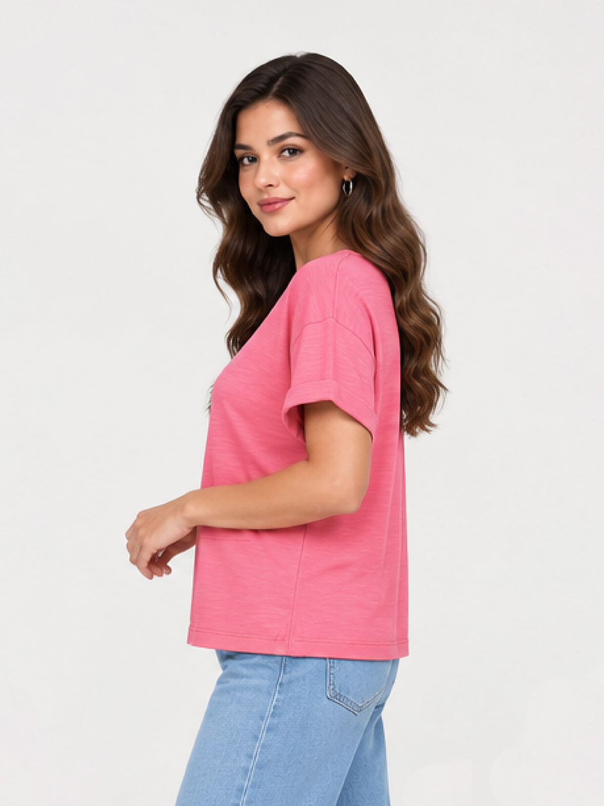 Zarelle Women's Cotton Slub Relaxed Fit Top