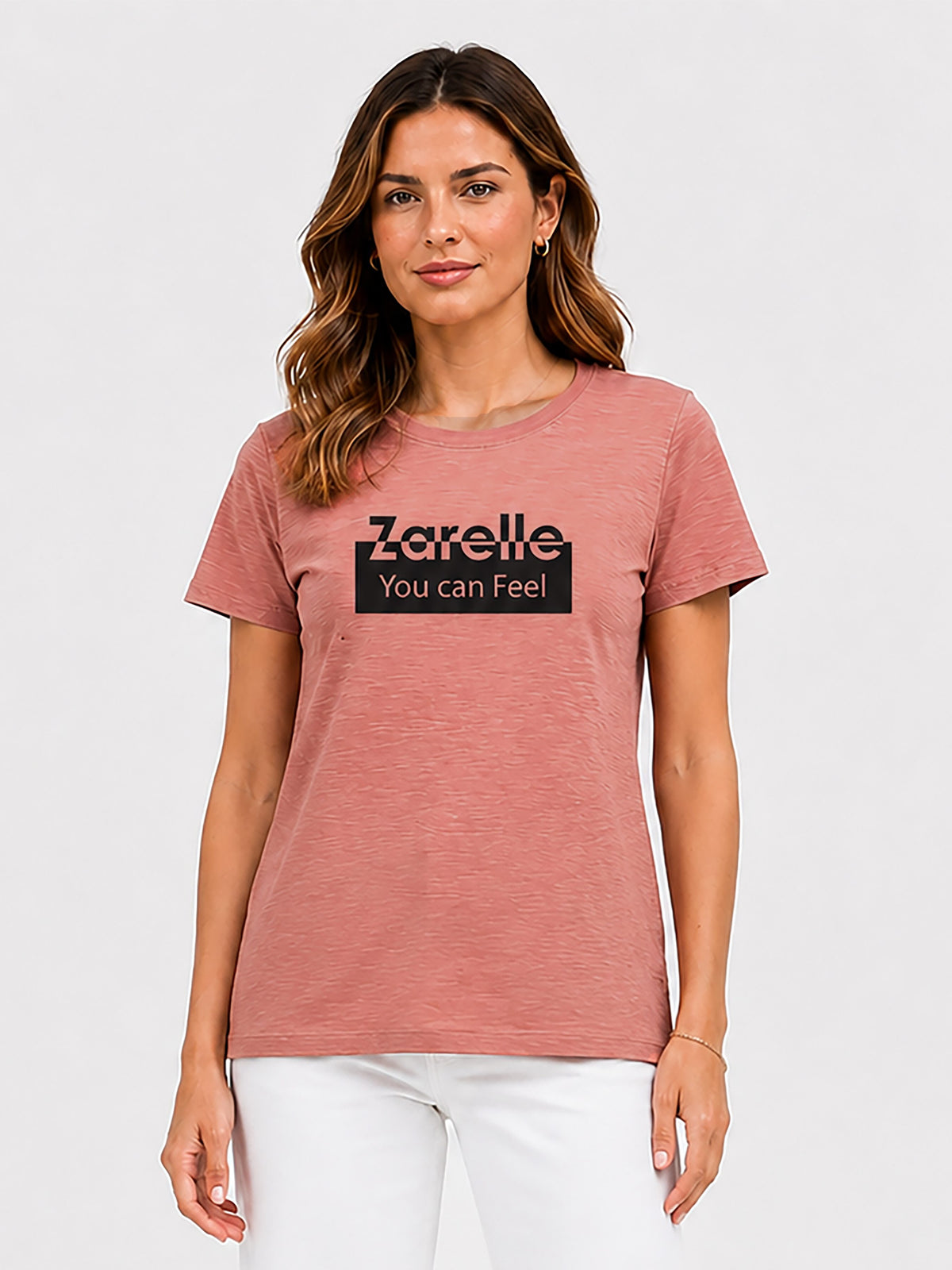 Zarelle Women's Cotton Slub Relaxed Fit T-Shirt