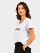 Zarelle Women's Cotton Slub V-Neck Relaxed Fit T-Shirt