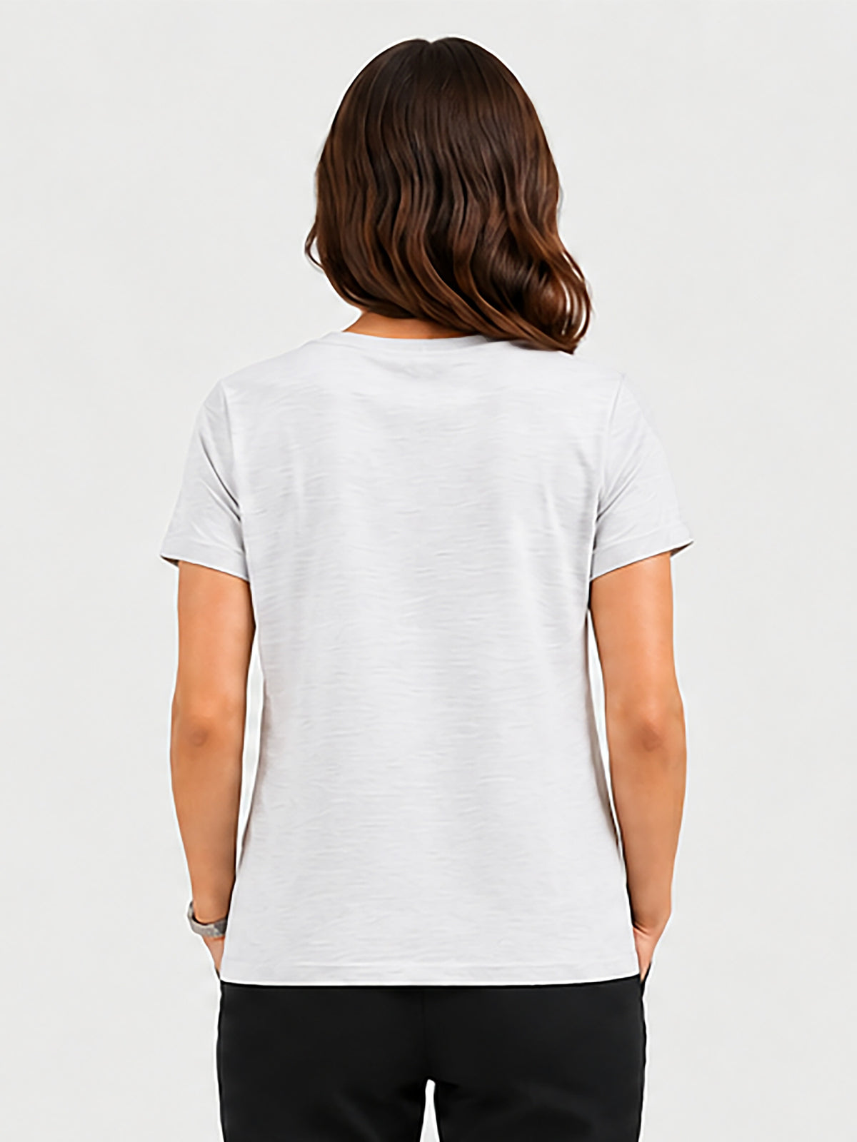 Zarelle Women's Cotton Slub V-Neck Relaxed Fit T-Shirt