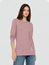 Zarelle Women's Cotton Slub Long Sleeve Relaxed Fit Top