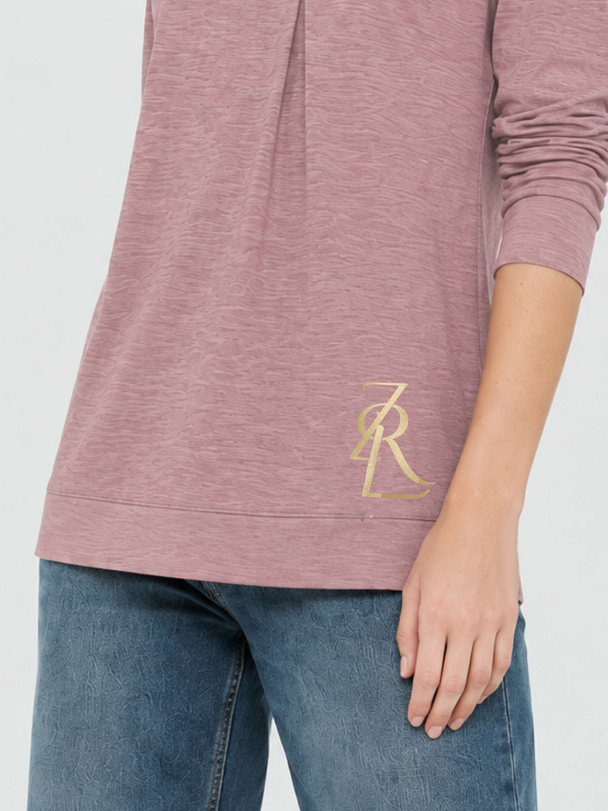 Zarelle Women's Cotton Slub Long Sleeve Relaxed Fit Top