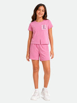Belina Girl Girl's Cotton Regular Fit T-Shirt & Shorts Co-ord Set