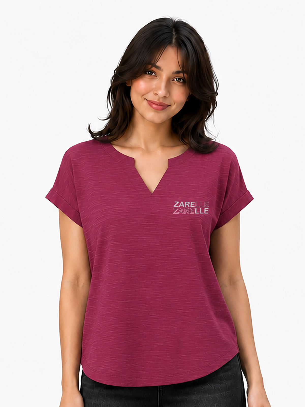 Zarelle Women's Cotton Slub Regular Fit Top