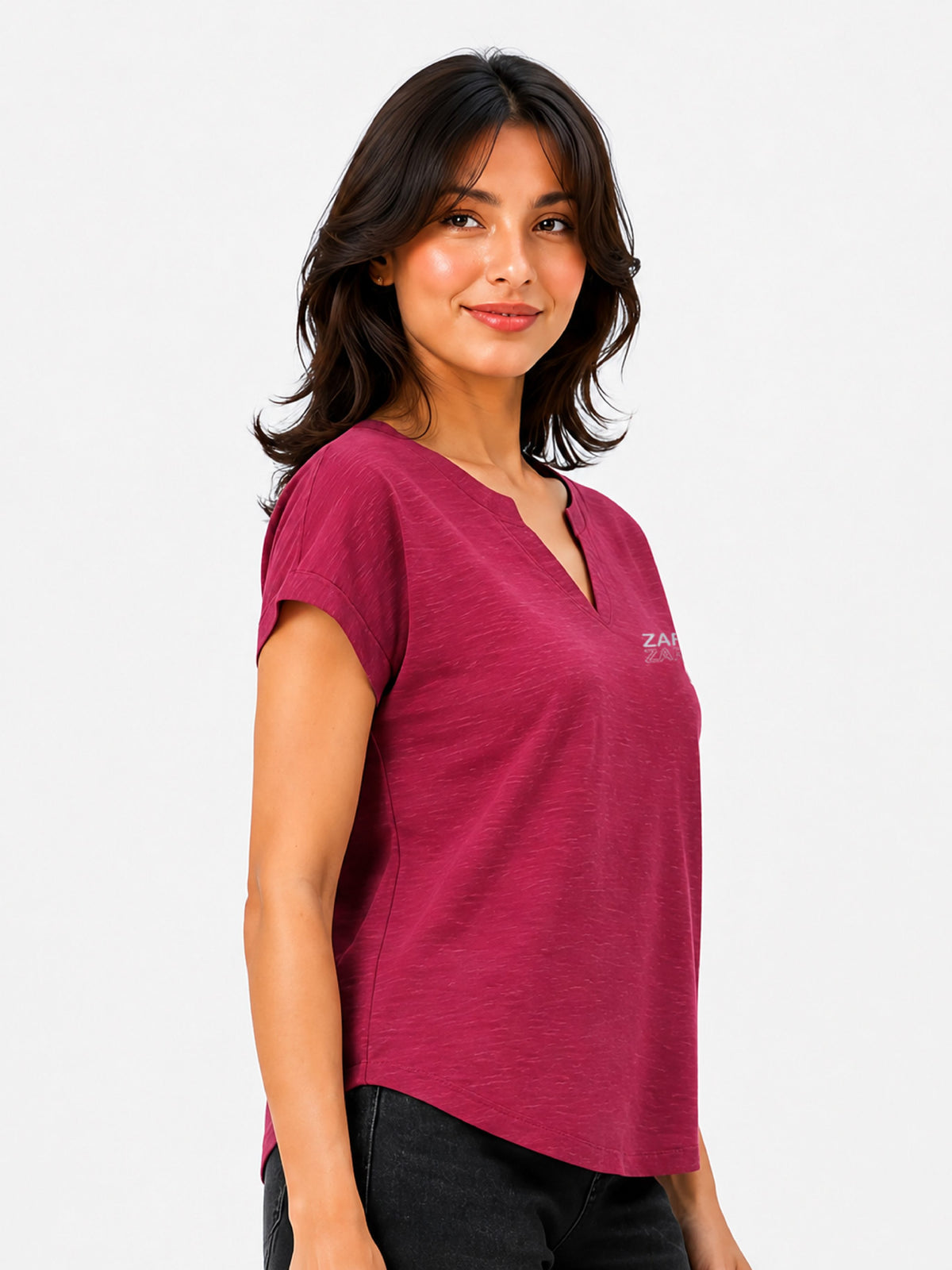 Zarelle Women's Cotton Slub Regular Fit Top