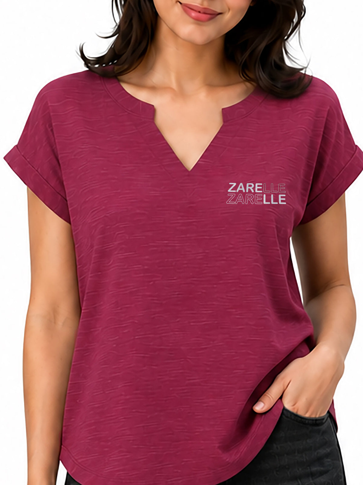 Zarelle Women's Cotton Slub Regular Fit Top