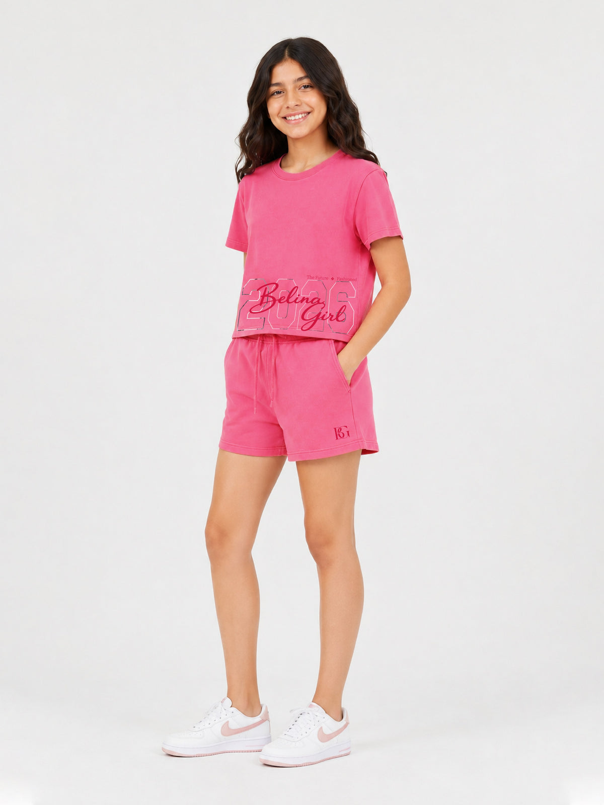 Belina Girl Girl's Cotton Relaxed Fit T-Shirt Shorts Co-Ord Set