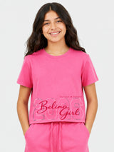 Belina Girl Girl's Cotton Relaxed Fit T-Shirt Shorts Co-Ord Set