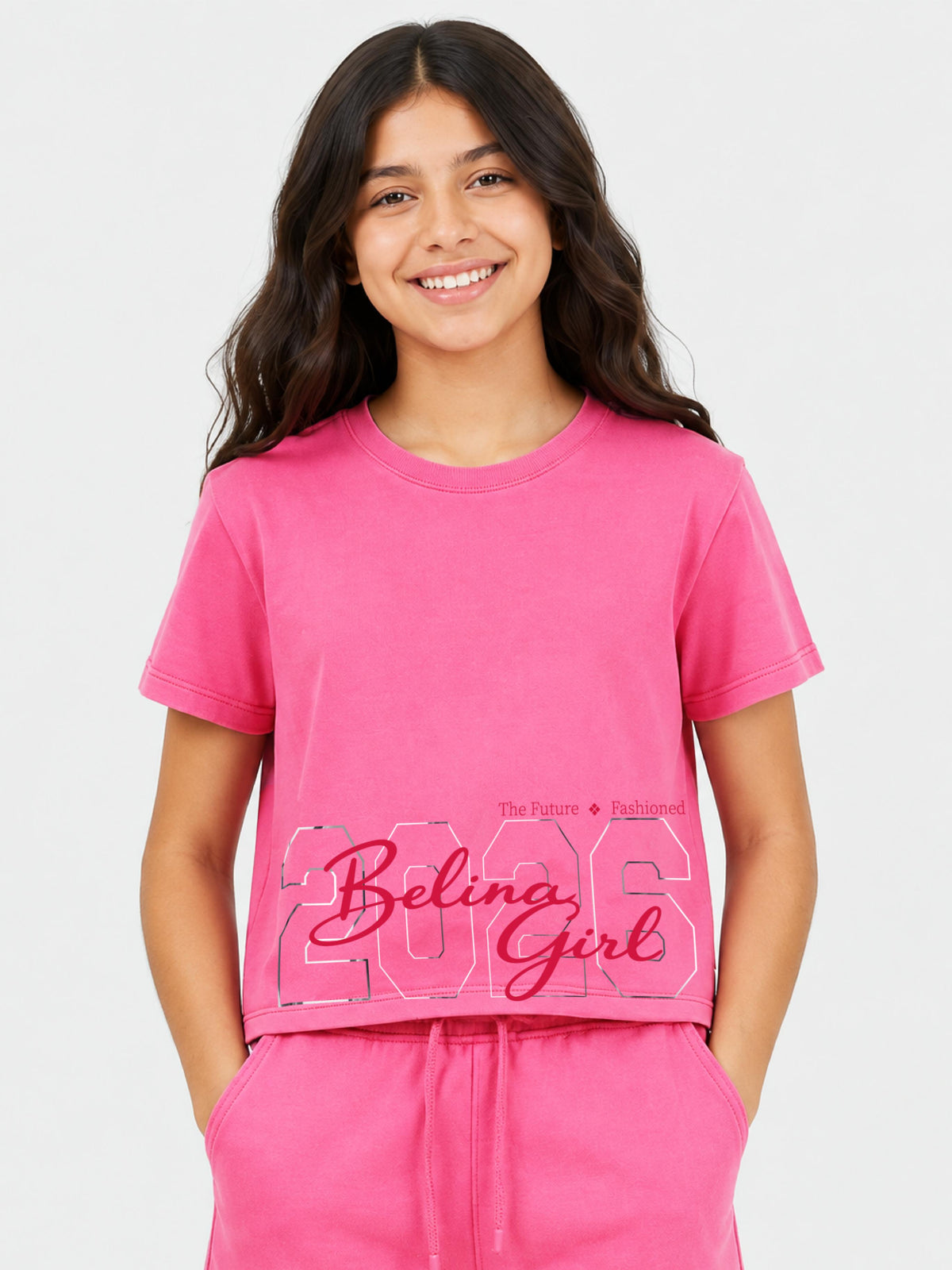 Belina Girl Girl's Cotton Relaxed Fit T-Shirt Shorts Co-Ord Set