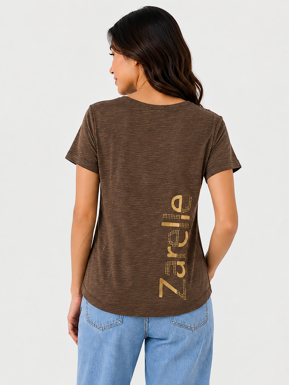 Zarelle Women's Cotton V-Neck Relaxed Fit Pocket T-Shirt