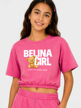 Belina Girl Girl's Pink Teddy  T-Shirt & Shorts Co-ord Set