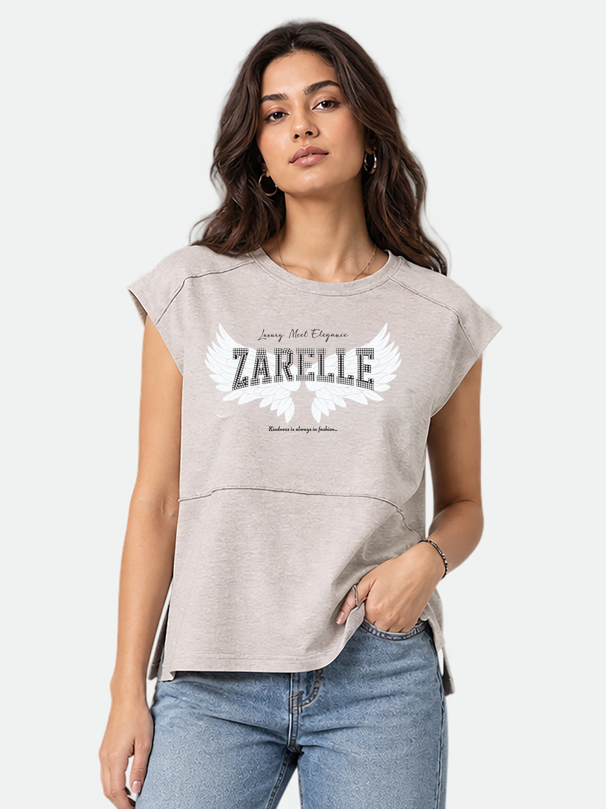 Zarelle Women's Cotton Slub Relaxed Fit Top