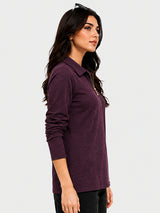 Zarelle Women's Cotton Long Sleeve Zip Collar T-Shirt