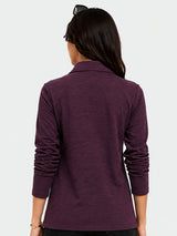 Zarelle Women's Cotton Long Sleeve Zip Collar T-Shirt