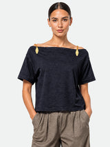 Zarelle Women's Cotton Slub Relaxed Fit Top