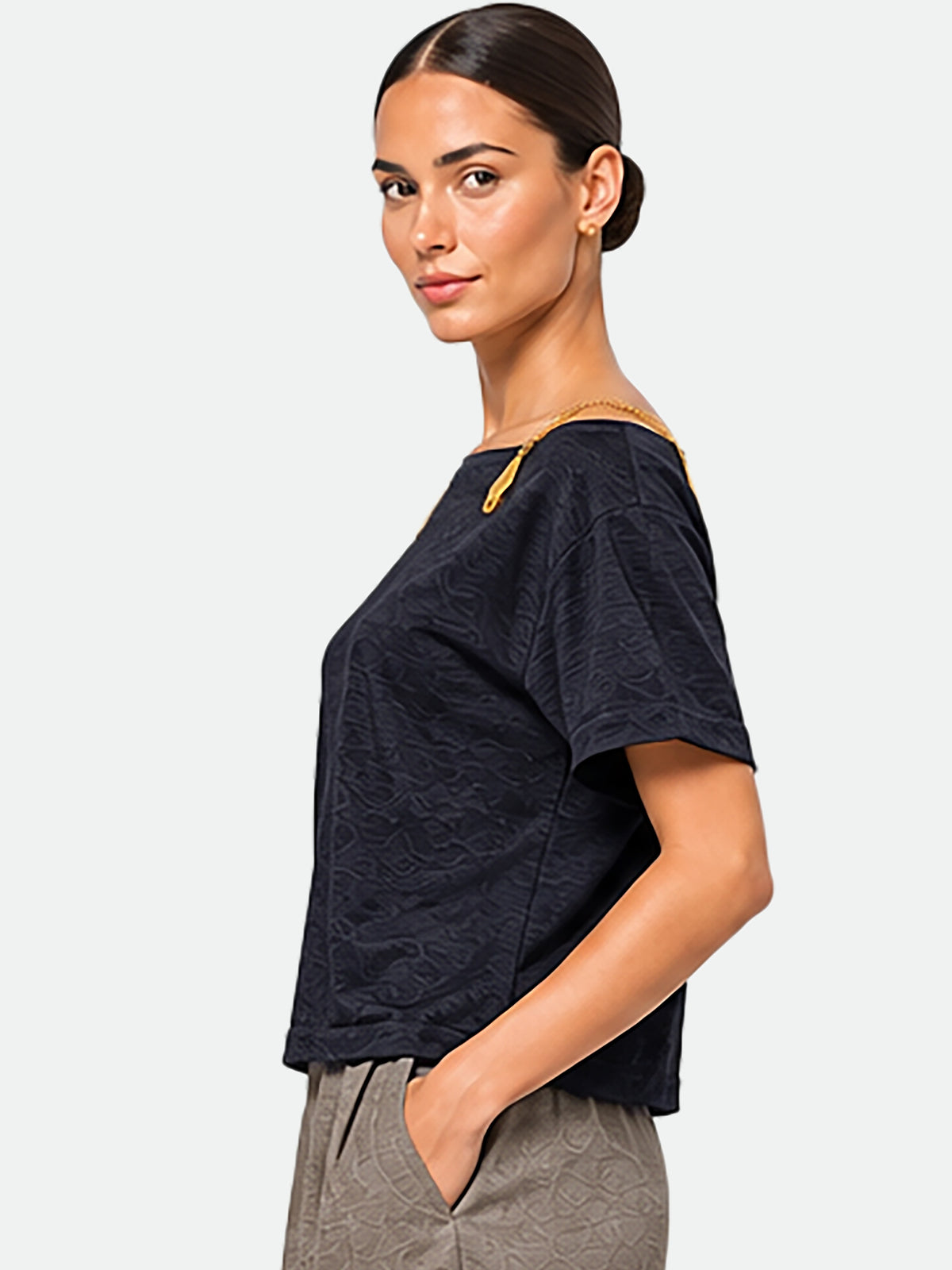 Zarelle Women's Cotton Slub Relaxed Fit Top