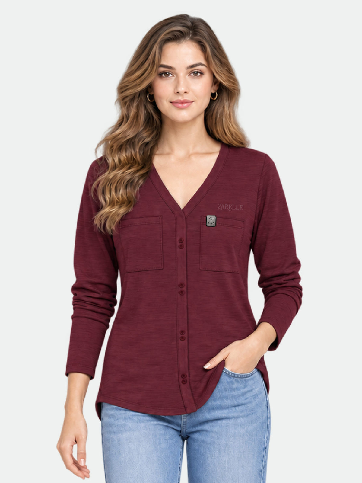 Zarelle Women's Cotton Slub Regular Fit Shirt
