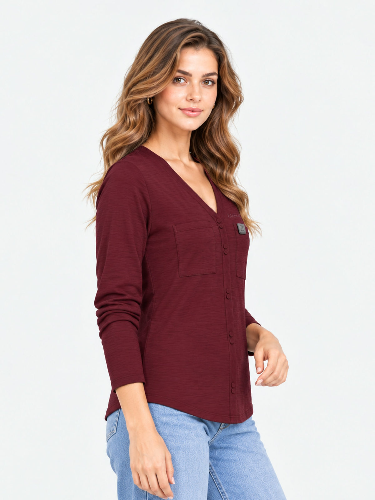 Zarelle Women's Cotton Slub Regular Fit Shirt