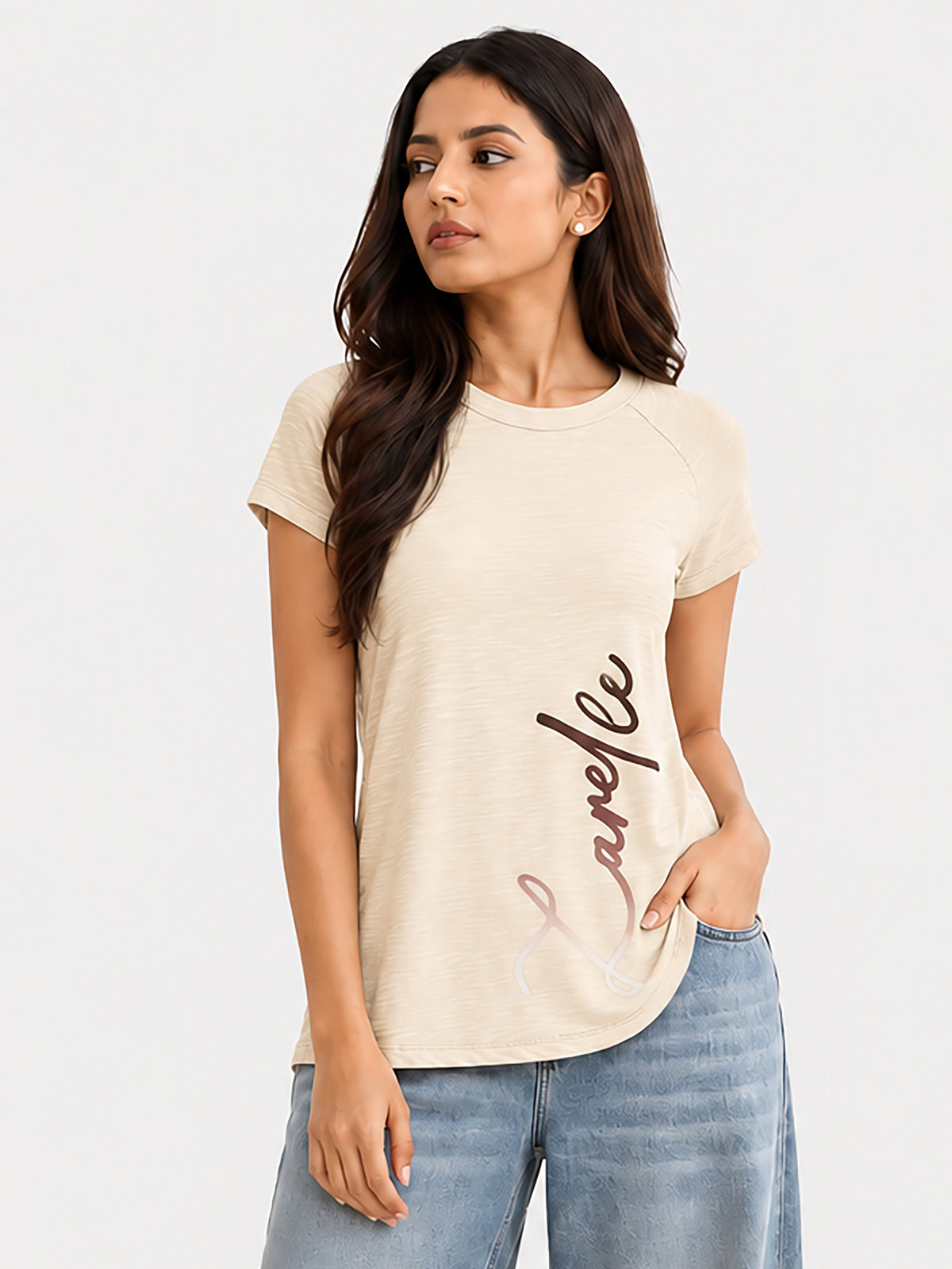 Zarelle Women's Cotton Slub Relaxed Fit Top