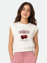 Belina Girl Girl's Cotton Relaxed Fit Top & Wide Leg Cargo Pants Co-ord Set